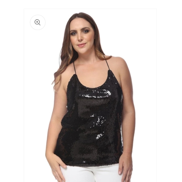 Anna-Kaci Black Camisole Sequin Tank Top blouse - Picture 2 of 7